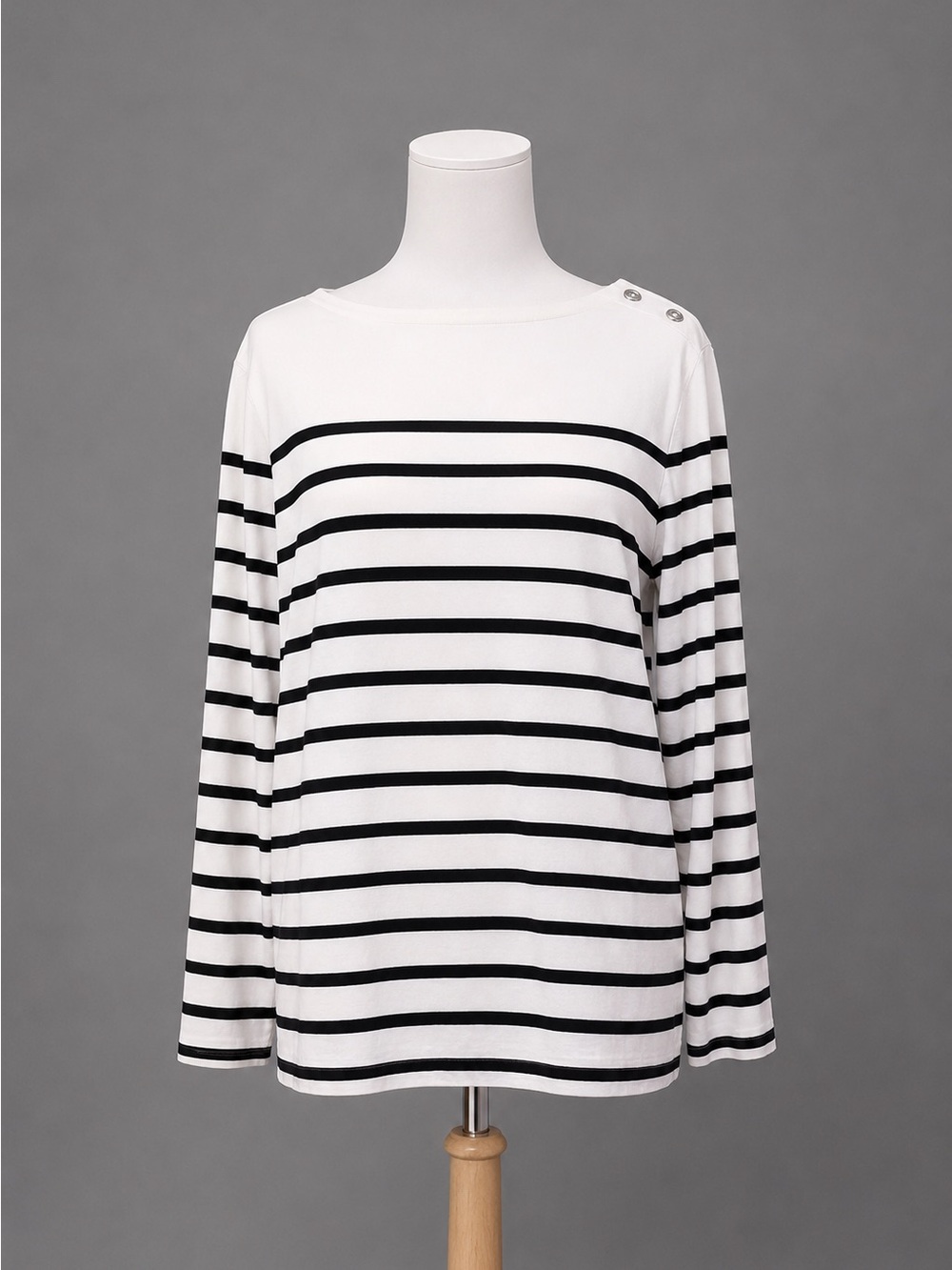 Cutter & Buck Large Black & White Striped Button Sleeve Top
